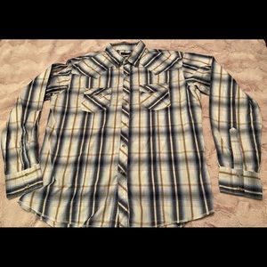 Wrangler western pearl snap button down